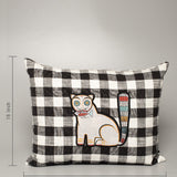 Cat w Fish Rectangle Cushion L