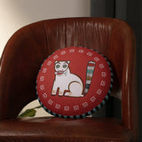 Jamini Cat Red Round Cushion