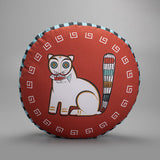Jamini Cat Red Round Cushion