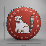 Jamini Cat Red Round Cushion
