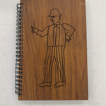Man with Hat Wooden Notebook L