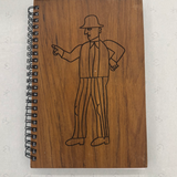 Man with Hat Wooden Notebook L