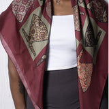 Red Gujarat Print Square Stole