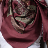 Red Gujarat Print Square Stole