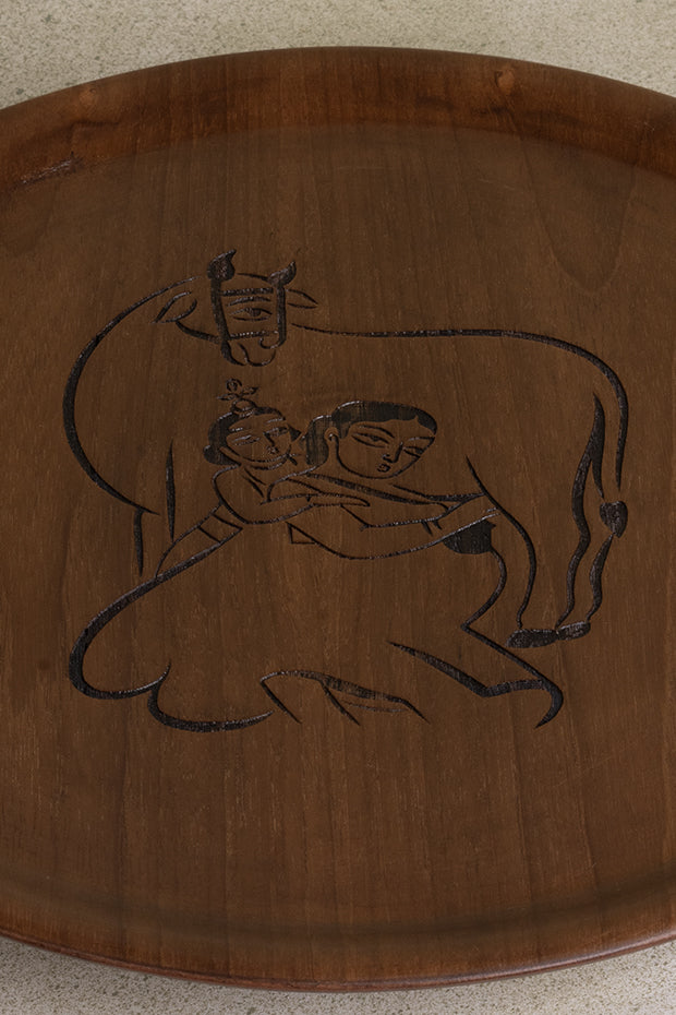 Krishna Yashoda Inspired Wooden Tray