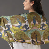 Pichwai Peacock Satin Stole M