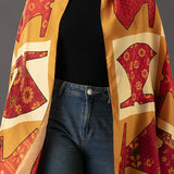 Red Gujarati Print Stole