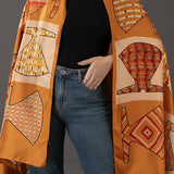 Yellow Phulkari Print Stole