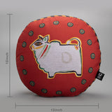 Jamini Cow Maroon Round Cushion