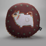 Jamini Cow Brown Round Cushion