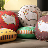 Jamini Cow Brown Round Cushion