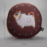 Jamini Cow Brown Round Cushion