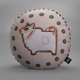 Jamini Cow Pink Round Cushion