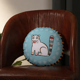 Jamini Cat Aqua Round Cushion