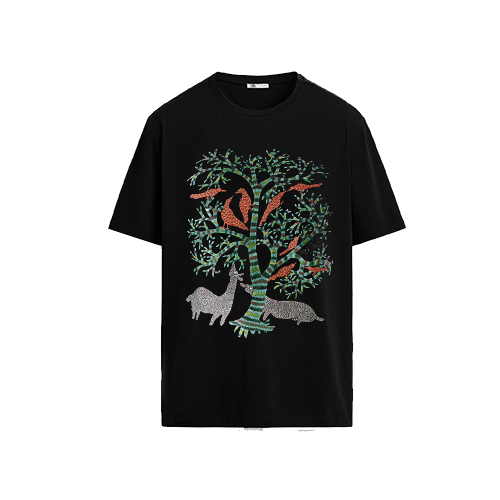 T-shirt featuring Jangarh Singh Shyam's 'Chidiya Aur Hiran'