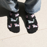 Cat with a Fish – Ankle Length Socks (Black)