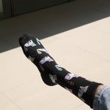 Cat with a Fish – Full Length Socks (Black)