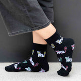 Cat with a Fish – Ankle Length Socks (Black)