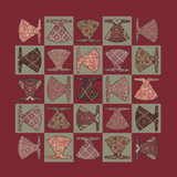 Red Gujarat Print Square Stole