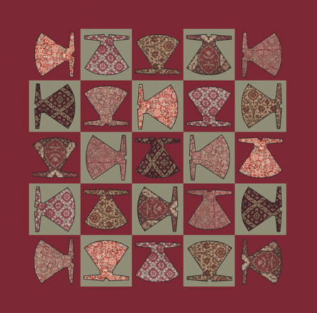 Red Gujarat Print Square Stole