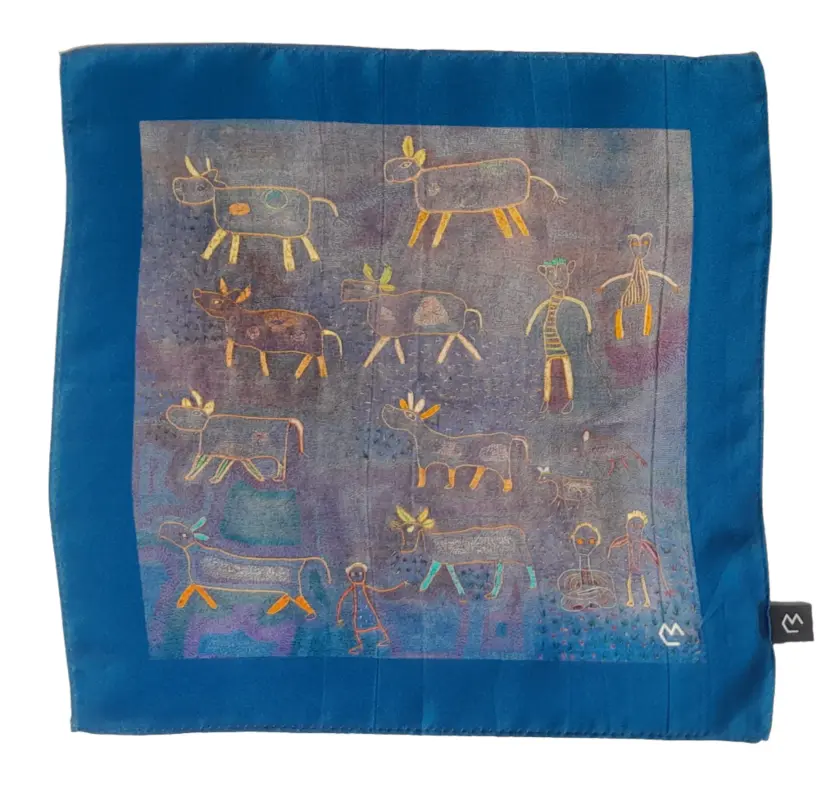 Kantha Blue Pocket Square S