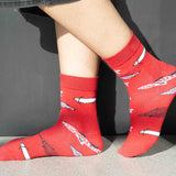 Kantha Textiles – Ankle Length Socks (Red)