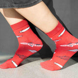 Kantha Textiles – Ankle Length Socks (Red)